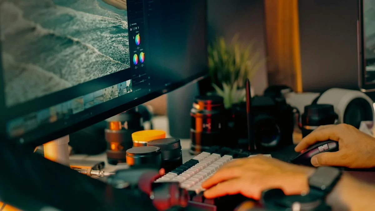 Guiones naturales en TikTok: lo que el libro enseña sobre es... — A digital editing workspace showcasing a computer screen with photo editing soft